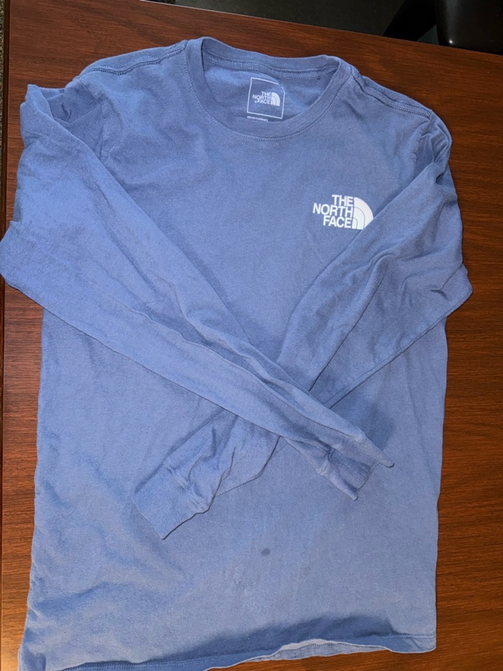 The North Face Long Sleeve Crew Tee in Dusty Blue with White Logo